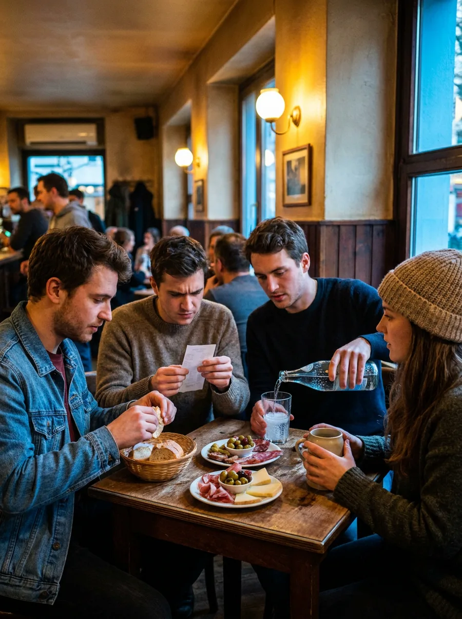 Un grupo en la mesa de un bar