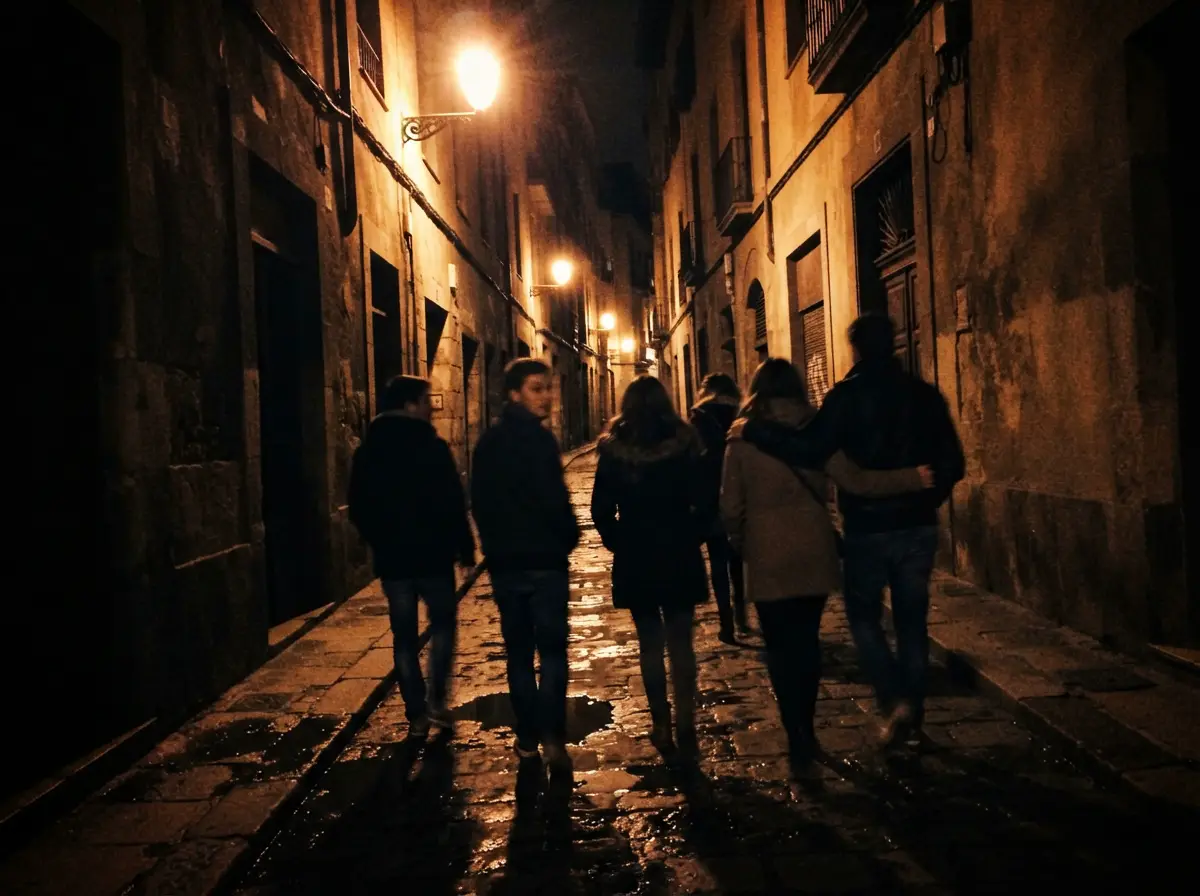 Una calle de noche al salir