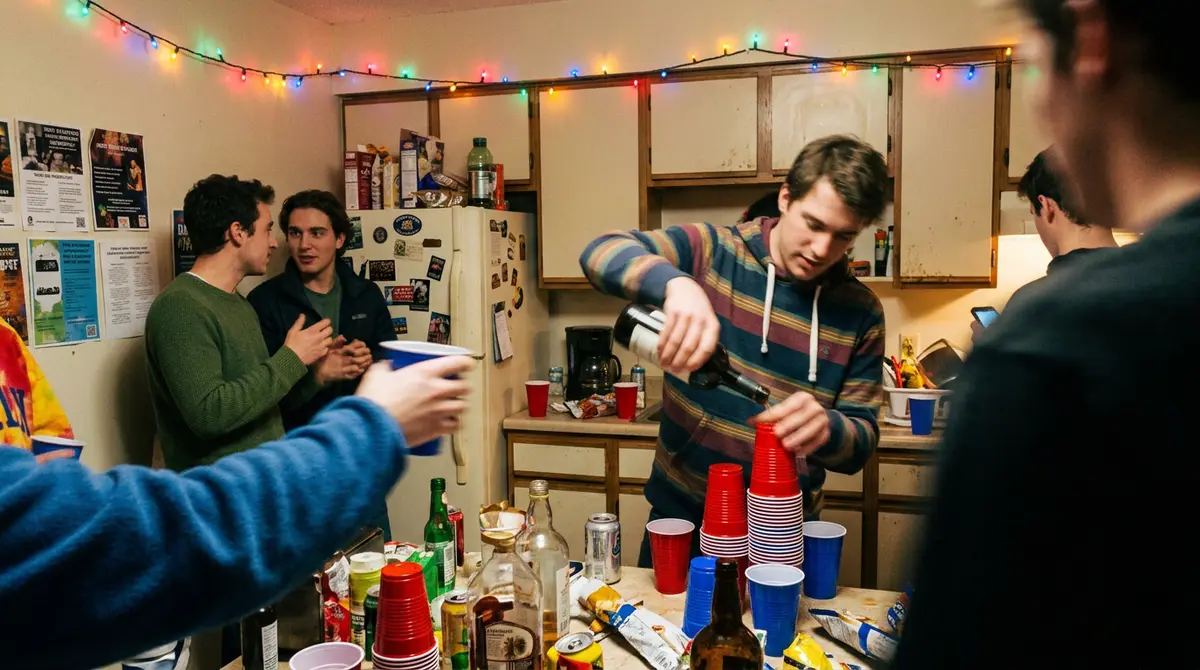 Una previa en la cocina de una residencia
